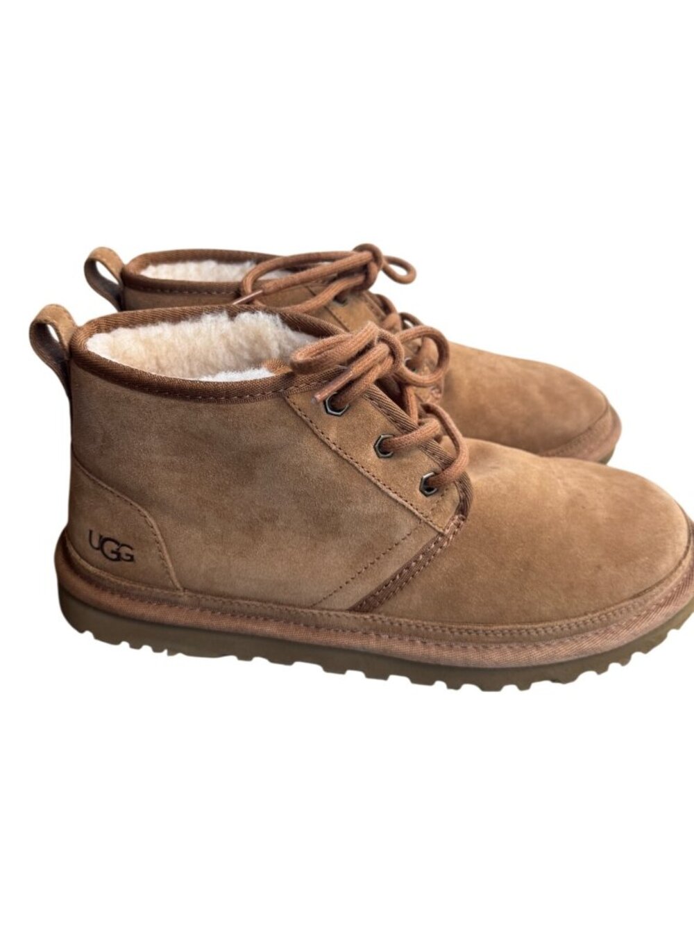 UGG Classic Neumel Chestnut Suede Sheepskin Lace Up Boots Size 8